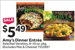 Stop&Shop Amy's Dinner Entrée offer