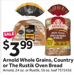 Stop&Shop Arnold Whole Grains, Country or The Rustik Oven Bread offer