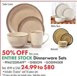 Boscov's ENTIRE STOCK Dinnerware Sets offer