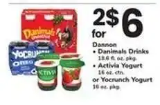 Safeway Dannon Danimals Drinks, Activia Yogurt, or Yocrunch Yogurt offer