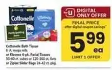 Safeway Cottonelle Bath Tissue or Kleenex Facial Tissues or Ziploc Slider Bags offer
