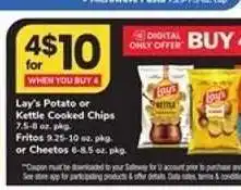 Safeway Lay's Potato or Kettle Cooked Chips, Fritos, or Cheetos offer