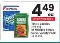 Safeway Tate's Cookies or Nabisco Single Serve Variety Pack offer