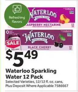 Stop&Shop Waterloo Sparkling Water 12 Pack offer