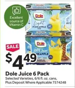 Stop&Shop Dole Juice 6 Pack offer