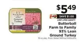 ShopRite Butterball Farm to Family 93% Lean Ground Turkey offer