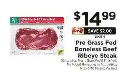 ShopRite Pre Grass Fed Boneless Beef Ribeye Steak offer