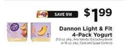 ShopRite Dannon Light & Fit 4-Pack Yogurt offer