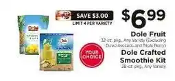 ShopRite Dole Fruit or Dole Crafted Smoothie Kit offer