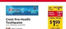 ShopRite Crest Pro-Health Toothpaste offer