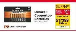 ShopRite Duracell Coppertop Batteries offer