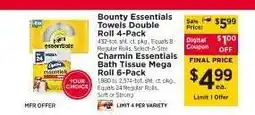 ShopRite Charmin Essentials Bath Tissue Mega Roll 6-Pack offer