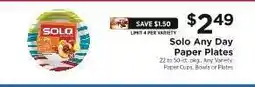 ShopRite Solo Any Day Paper Plates offer