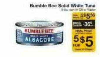 Fairway Store Market Bumble Bee Solid White Tuna offer