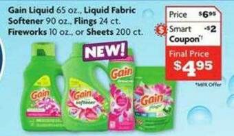 Family Dollar Gain Liquid, Liquid Fabric Softener, Flings. Fireworks Or Sheets offer