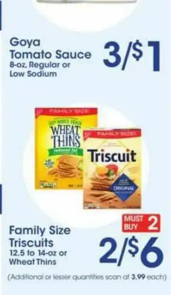 Price Rite Goya Tomato Sauce, Family Size Triscuits offer