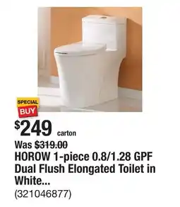 The Home Depot HOROW 1-piece 0.8/1.28 GPF Dual Flush Elongated Toilet in White Seat Included offer