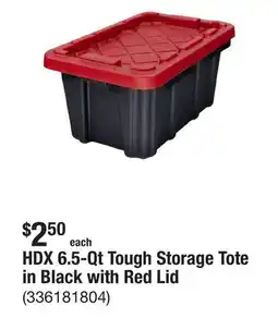 The Home Depot HDX 6.5-Qt Tough Storage Tote in Black with Red Lid offer