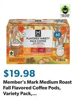 Sam's Club Member's Mark Medium Roast Fall Flavored Coffee Pods, Variety Pack, 60 ct offer