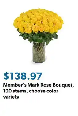 Sam's Club Member's Mark Rose Bouquet, 100 stems, choose color variety offer