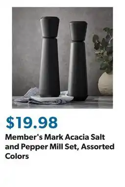 Sam's Club Member's Mark Acacia Salt and Pepper Mill Set, Assorted Colors offer