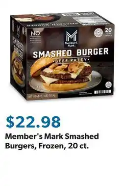 Sam's Club Member's Mark Smashed Burgers, Frozen, 20 ct offer