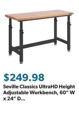 Sam's Club Seville Classics UltraHD Height Adjustable Workbench, 60 W x 24 D x 28.5-42 H offer
