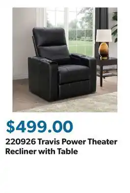 Sam's Club 220926 Travis Power Theater Recliner with Table offer