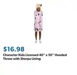 Sam's Club Character Kids Licensed 40 x 50 Hooded Throw with Sherpa Lining offer