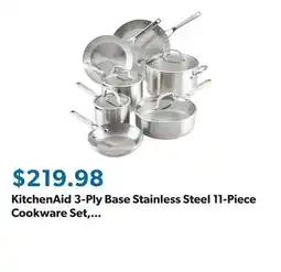 Sam's Club KitchenAid 3-Ply Base Stainless Steel 11-Piece Cookware Set, Brushed Stainless Steel offer