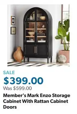 Sam's Club Member's Mark Enzo Storage Cabinet With Rattan Cabinet Doors offer