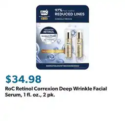 Sam's Club RoC Retinol Correxion Deep Wrinkle Facial Serum, 1 fl. oz., 2 pk offer