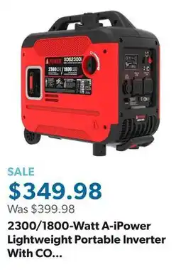Sam's Club 2300/1800-Watt A-iPower Lightweight Portable Inverter With CO Sensor + Telescopic Handle offer