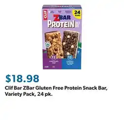 Sam's Club Clif Bar ZBar Gluten Free Protein Snack Bar, Variety Pack, 24 pk offer