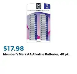 Sam's Club Member's Mark AA Alkaline Batteries, 48 pk offer