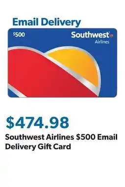 Sam's Club Southwest Airlines $500 Email Delivery Gift Card offer
