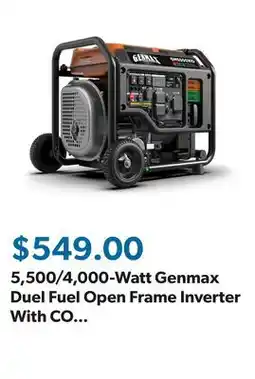 Sam's Club 5,500/4,000-Watt Genmax Duel Fuel Open Frame Inverter With CO Sensor + Clean Inverter Technology offer