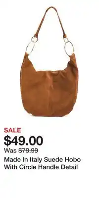 TJ Maxx Made In Italy Suede Hobo With Circle Handle Detail offer