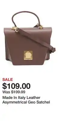 TJ Maxx Made In Italy Leather Asymmetrical Geo Satchel offer