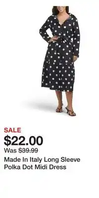 TJ Maxx Made In Italy Long Sleeve Polka Dot Midi Dress offer
