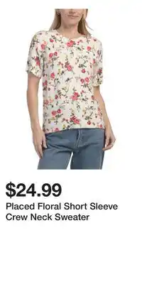 TJ Maxx Placed Floral Short Sleeve Crew Neck Sweater offer