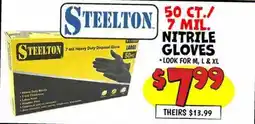 Ollie's STEELTON 50 CT./7 MIL. NITRILE GLOVES offer