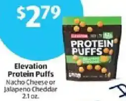 Aldi Elevation Protein Puffs Nacho Cheese or Jalapeno Cheddar offer