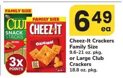 ACME Cheez-It Crackers Family Size 9.6-21 oz. pkg. or Large Club Crackers 18.8 oz. pkg offer