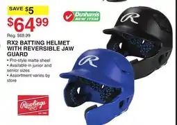 Dunham's Sports RX2 BATTING HELMET WITH REVERSIBLE JAW GUARD offer
