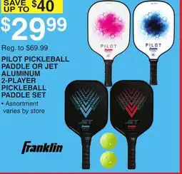 Dunham's Sports PILOT PICKLEBALL PADDLE OR JET ALUMINUM 2-PLAYER PICKLEBALL PADDLE SET offer