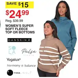 Dunham's Sports WOMEN'S SUPER SOFT FLEECE TOP OR BOTTOMS offer