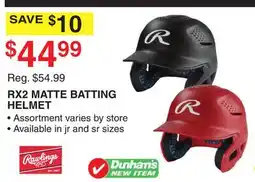 Dunham's Sports RAWLINGS RX2 MATTE BATTING HELMET offer
