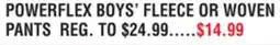 Dunham's Sports POWERFLEX BOYS' FLEECE OR WOVEN PANTS offer