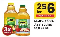 Safeway Mott's 100% Apple Juice offer